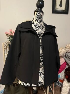 Black Women's Hooded Jacket - Classic Shell Coat